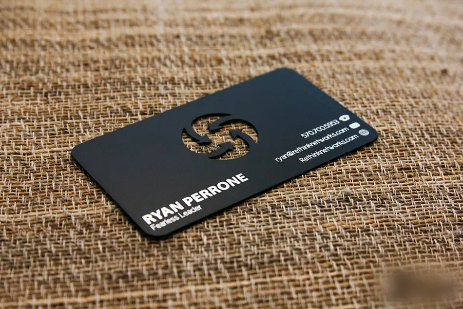 Personalized stainless steel business card hollow metal card custom metal business card design 