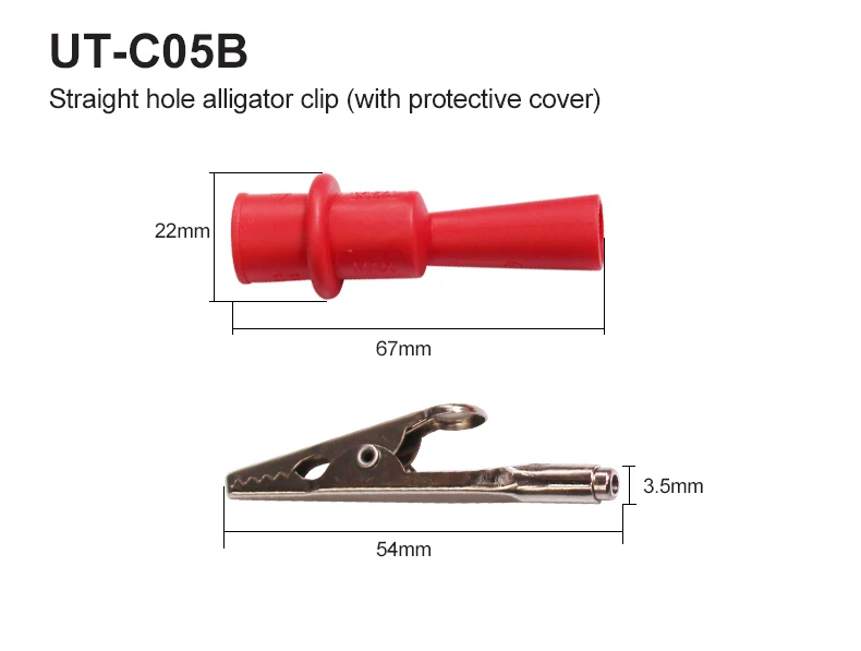 1 пара UNI-T крокодил тестовый зажим Электрический зажим мультиметр тест er зонд через отверстие M4 резьбовое отверстие с протектором - Цвет: through hole
