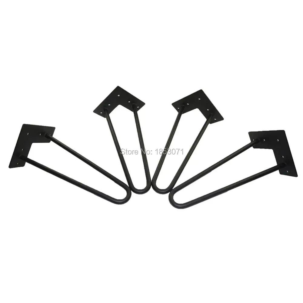 12" hairpin legs matte black 1/2" steel rod set of 4 Coffee Table Legs