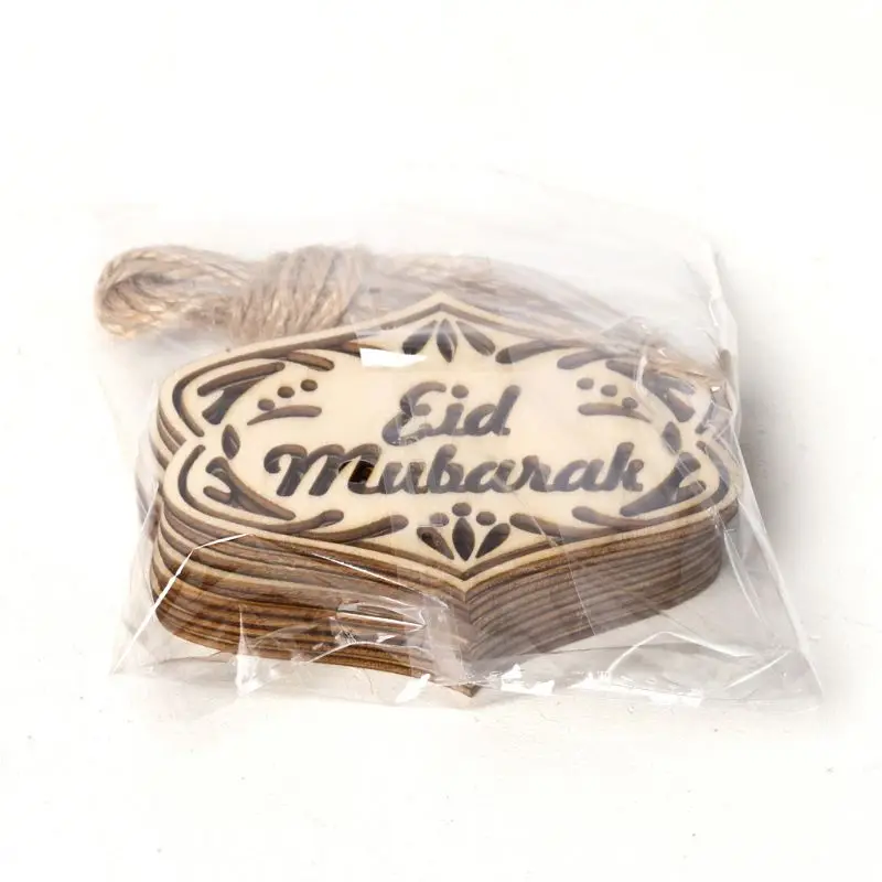 

1 Set DIY Eid Mubarak Muslim Home Decoration Ramadan Decor Pendant Wooden Hollow Ornament Crafts Activities Gifts With Ropes Isl