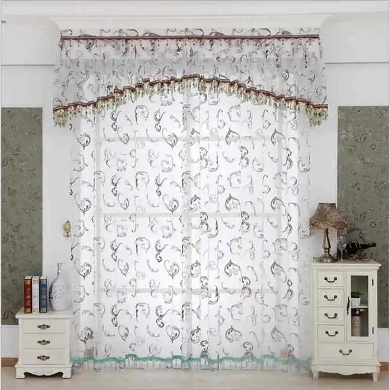 

Luxury Window Curtains tulle for Living Room European Royal Curtains for the Bedroom embroidered mesh tulle 1pcs price