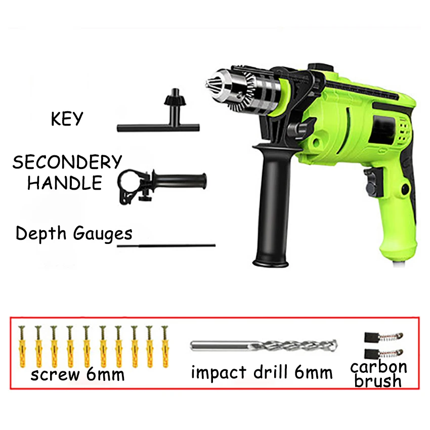 Электрическая дрель Бытовая Ударная дрель многофункциональная мощная ручка электрические инструменты для закручивания шурупов, резки, полировки