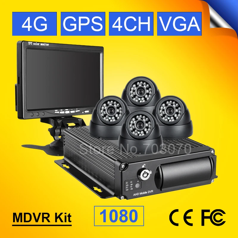 Linux System H.264 4CH Video/Audio Input Vehicle AHD Mobile Dvr With 4G Network GPS CCTV Remote Monitoring Real Time Mdvr Kits