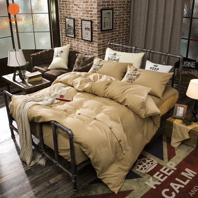 Bedding Set With Buttons Pillowcase 48x74cm Printed Beding set