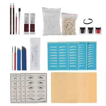 

Microblading Eyebrow Blade Needle Pigment 100PC Finger Cots Lip Eyes Practice Skin Manual Pen Tattoo Training Practice Tool Kits