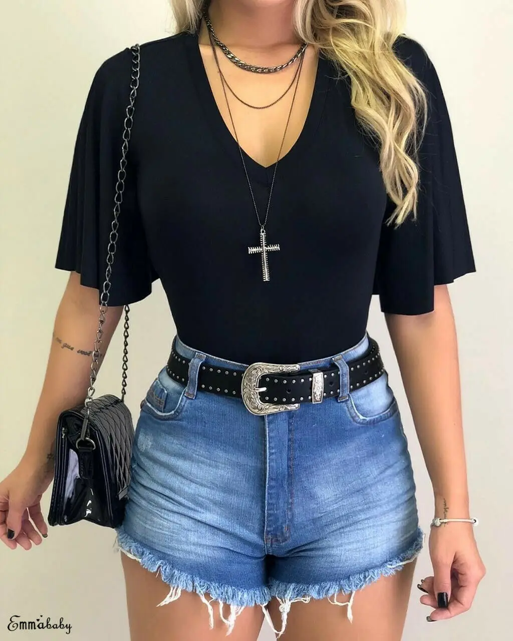 Thefound 2019 Brand Women V Neck Solid T-Shirt Ladies Summer Loose Tunic Casual Top Size 16-22 | Женская одежда