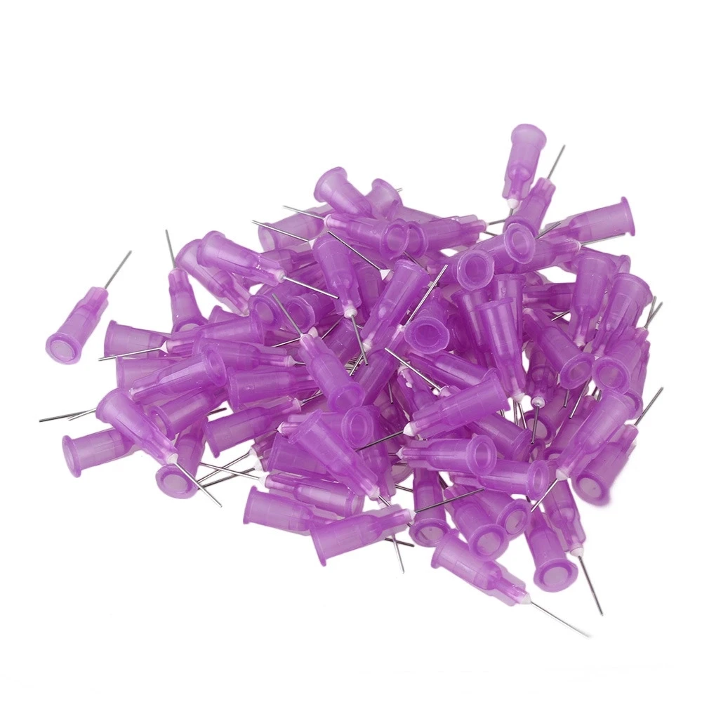

100 x Purple 1/2" 24Ga Steel Dispensing Blunt Needle w/ Stuck Connector