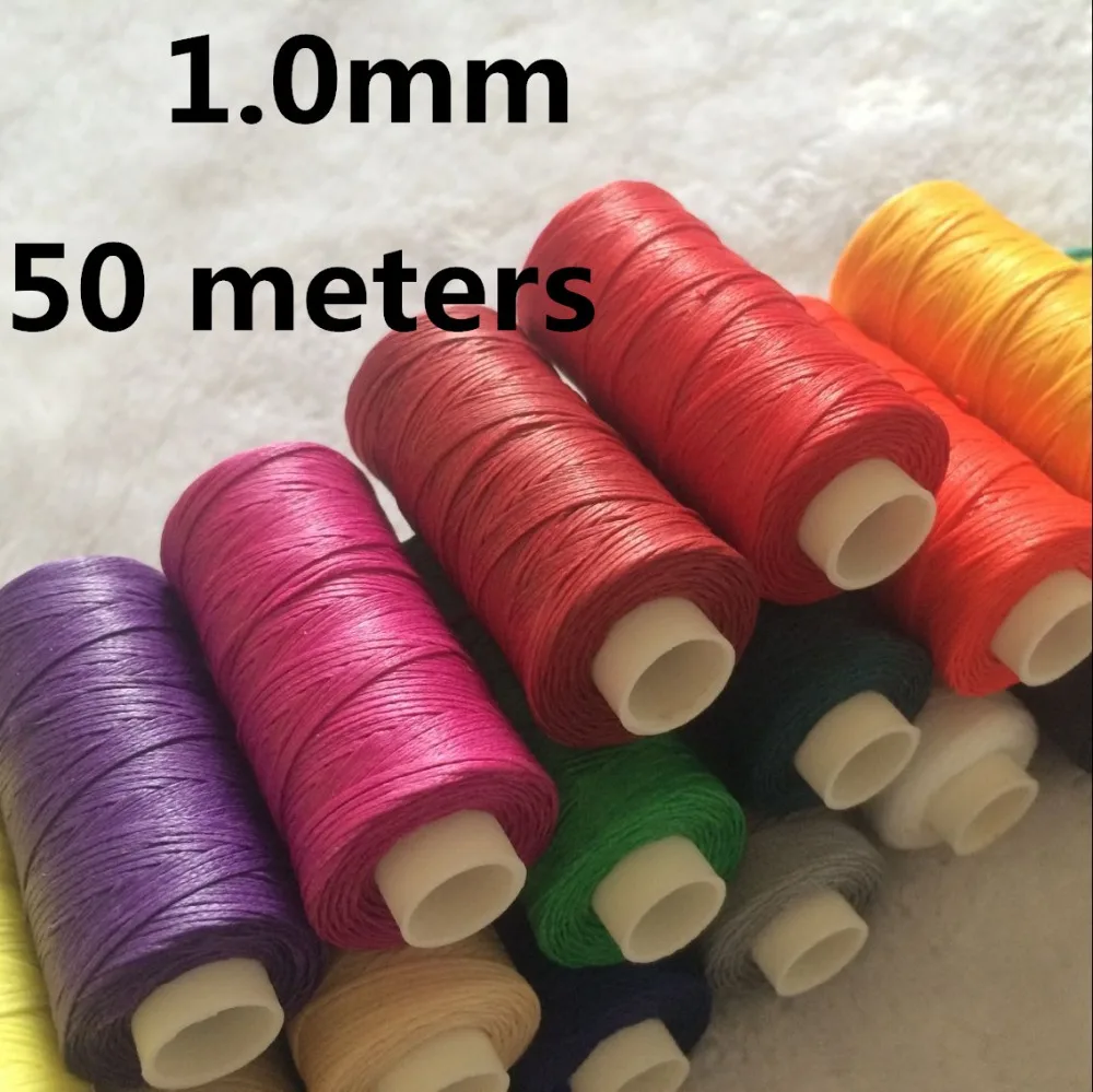 1.0mm 50 meters Long Flat Waxed Thread Waxed String for Leather Sewing