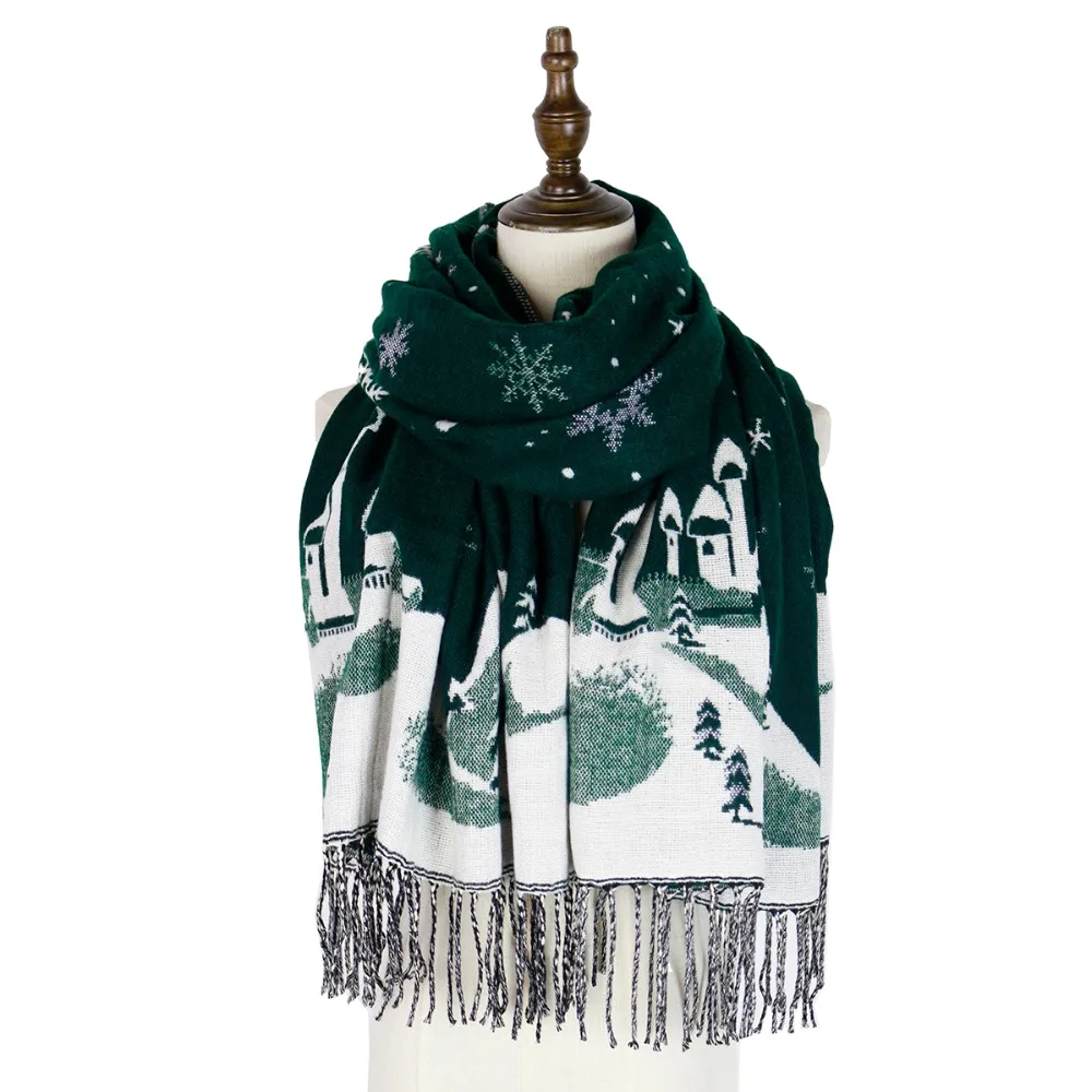 

winter scarf christmas tree snowflake scarf gifts acrylic echarpes shawls and wraps pashmina warm cashmere women stoles tippet