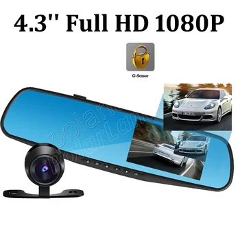 

dual lens Rearview Mirror Car DVR 4.3 Inch Full 1080P dash Camera Night Vision G-Sensor video Recorder 4 x digital zoom