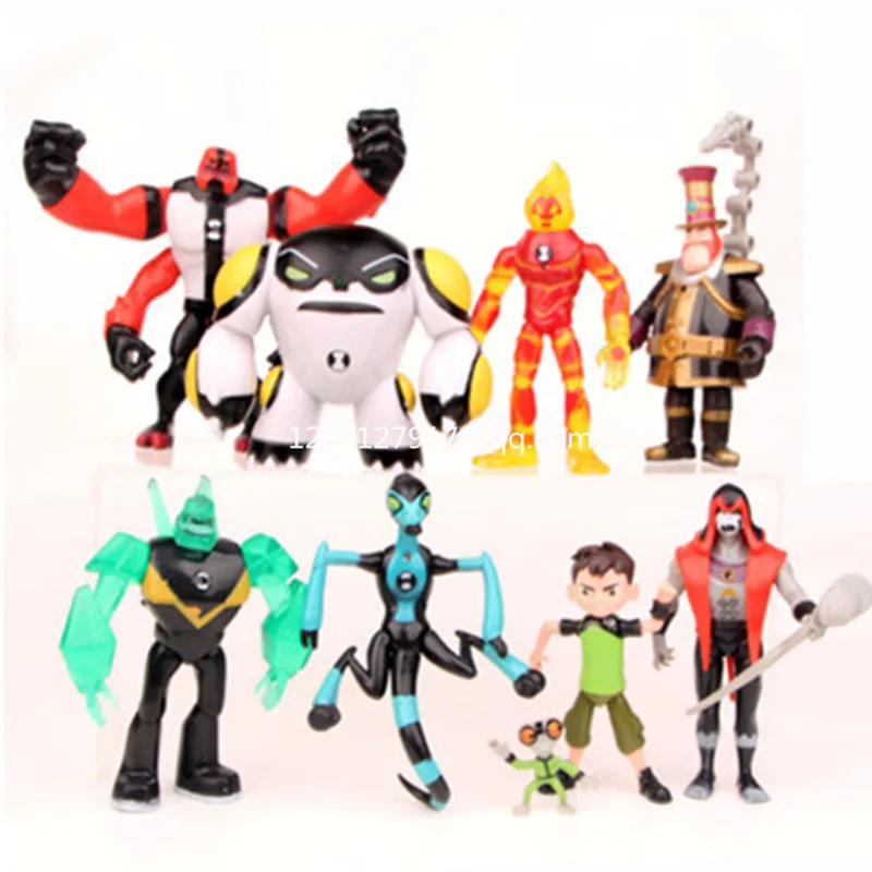 

9Pcs/set Ben 10 Ben Tennyson Four arms Grey Matter Kineceleran Diamondhead Heatblast PVC Action Figure Toy P121