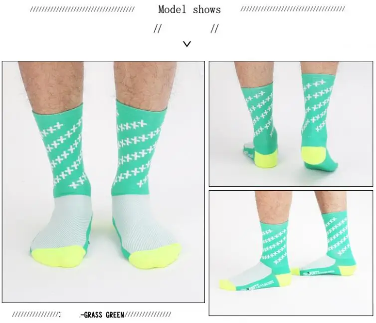 Высококачественные Профессиональные брендовые дышащие спортивные носки дорожные велосипедные носки спортивные носки для спорта на открытом воздухе - Цвет: Зеленый