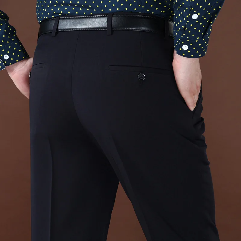 Autumn Winter Thick Double Pleated Dress Trousers for Men High Waist Loose Business Casual Suit Trousers