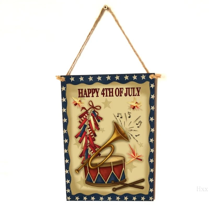 

Rustic Wooden Happy Happy 4th Of July Sign Plaque Independence Day Room Home Decor Collection Gift