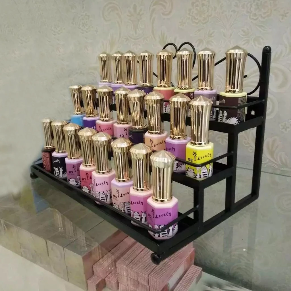 MagiDeal 3 Tier Metal Heart Nail Polish Organizer Wall Mounted Display Stand Professional Useful Tool