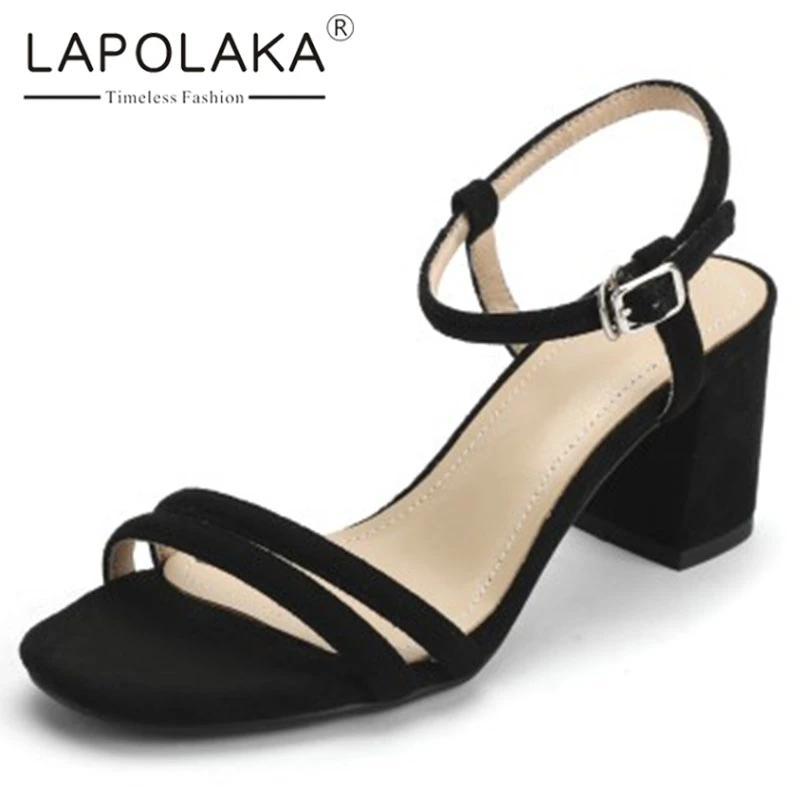 

Lapolaka Kid Suede Hoof Heels Sandals Women Shoes Summer Sandals Shoes Woman