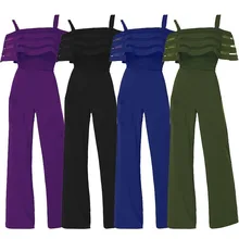 Combinaison Femme Ete,Femelles De Mode Taille Haute avec des /éPaules Froides Couleur Unie Jambe Large Salopette