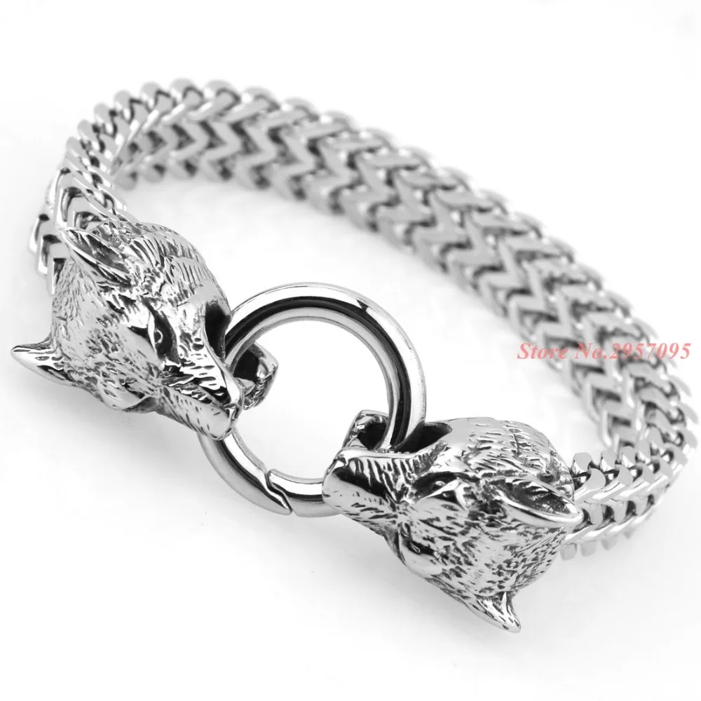 New Arrival Men Stainless Steel Bracelets Men Jewelry Male Wolf Head