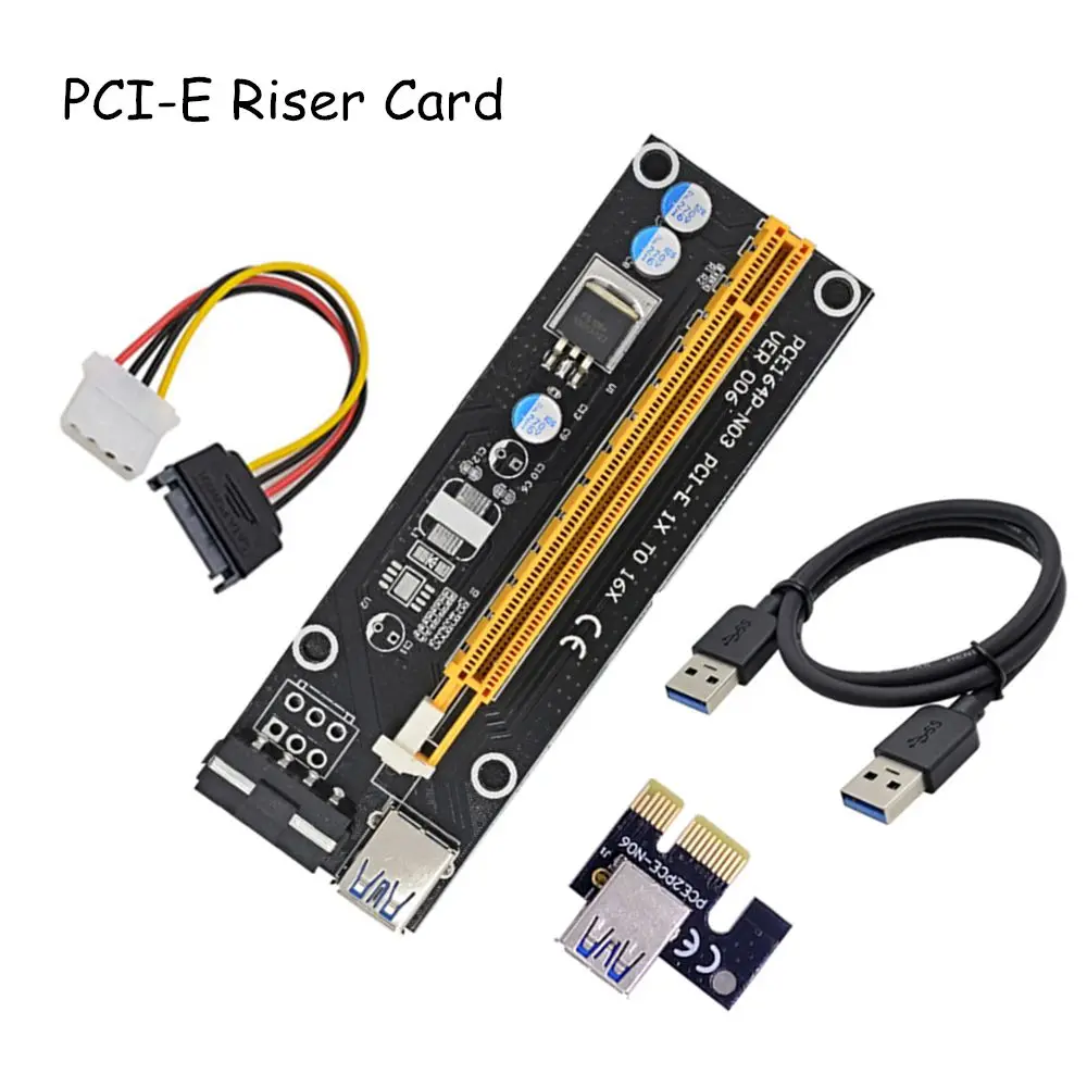 10 комплектов Высокое качество PCIe pci e Riser Card 1x к 16x Extender с USB 3.0 кабель SATA 4Pin Molex для