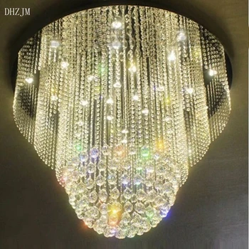

Free Shipping Modern Rectangle Crystal Chandelier Living Room LED Lustres De Cristal Lamp Layer Foyer light fixture Dia80*H50cm