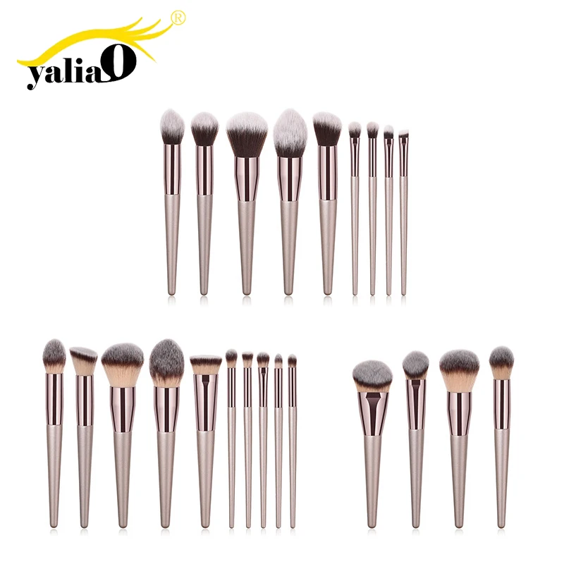 

YALIAO Makeup Brushes 4/9/10pcs Make Up Set Nylon Eye Shadow Brushes Wooden Handle Mask Brush High Quality Makeup Brush Kit