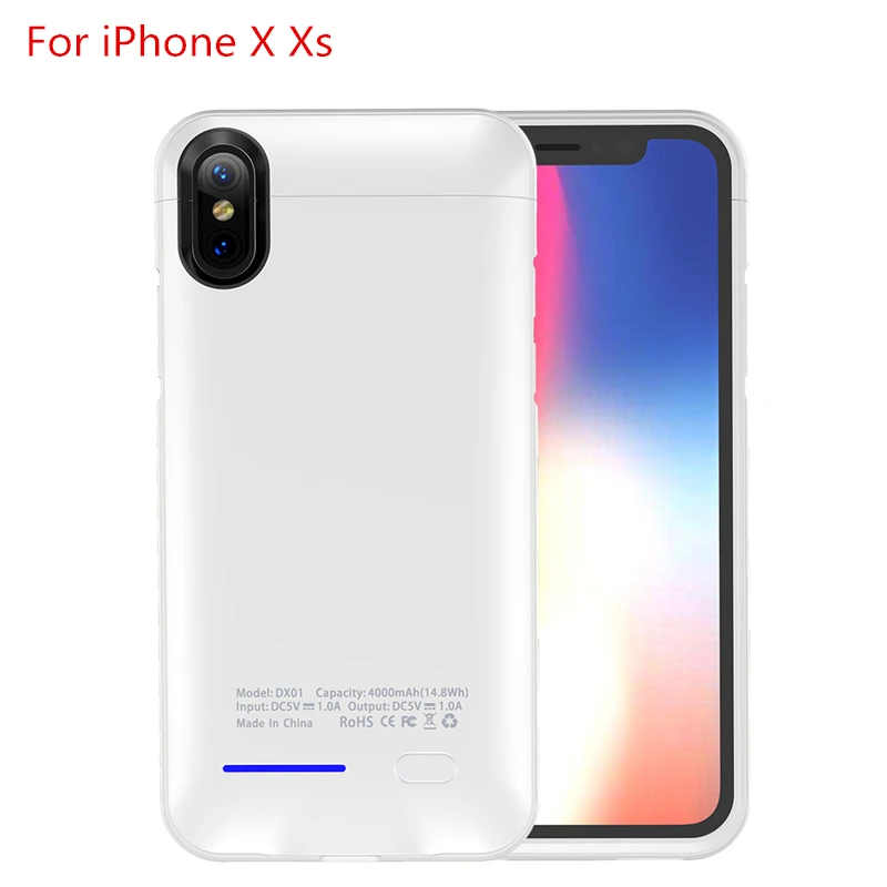 Чехол для iPhone X XR XS Max, 4000 мА/ч, внешний аккумулятор, зарядное устройство, чехол для iPhone SE 5, 5S, 6, 6 S, 7, 8 plus, чехол - Цвет: For iPhone X Xs