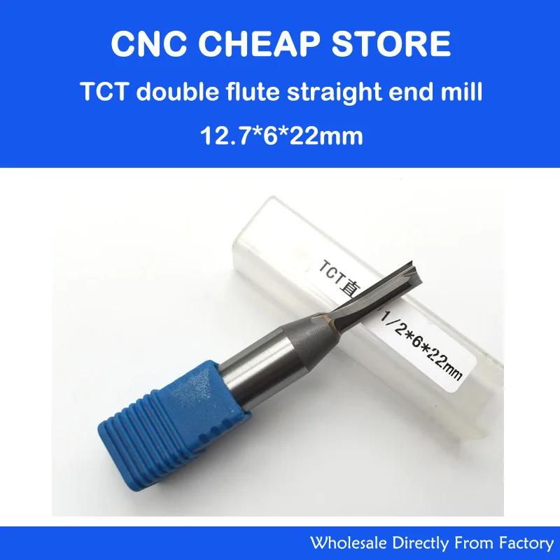 

1pc 1/2" *6*22 good quality CNC Router Bits TCT Straight Cutter woodworking engraving for MDF Solid board Shank 12.7mm