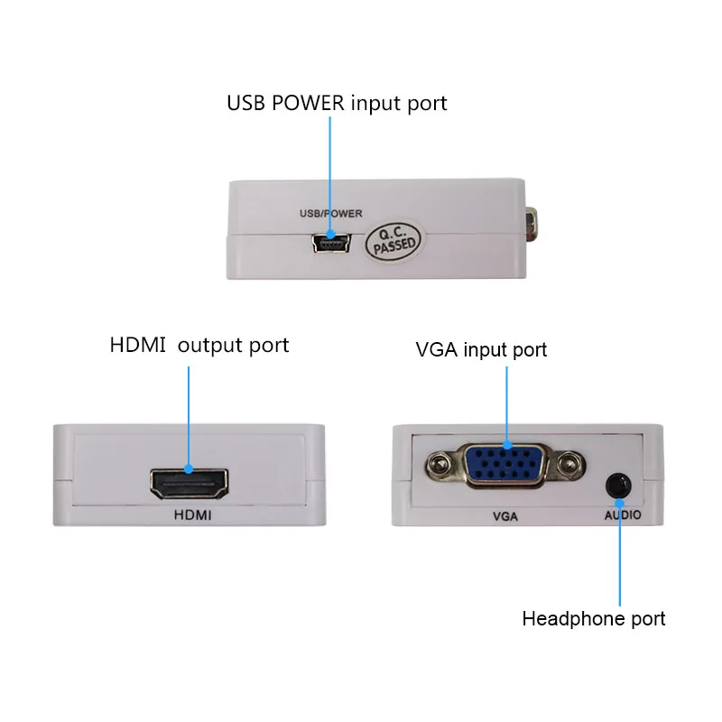 Мини-преобразователь из VGA в HDMI Поддержка 720p 1080p VGA2HDMI с аудио для портативных ПК к HDTV проектор