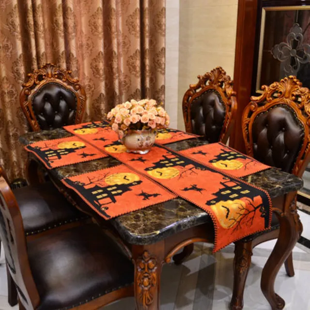 Halloween Polyester Cotton Jacquard Table Flag Table Runners Meal