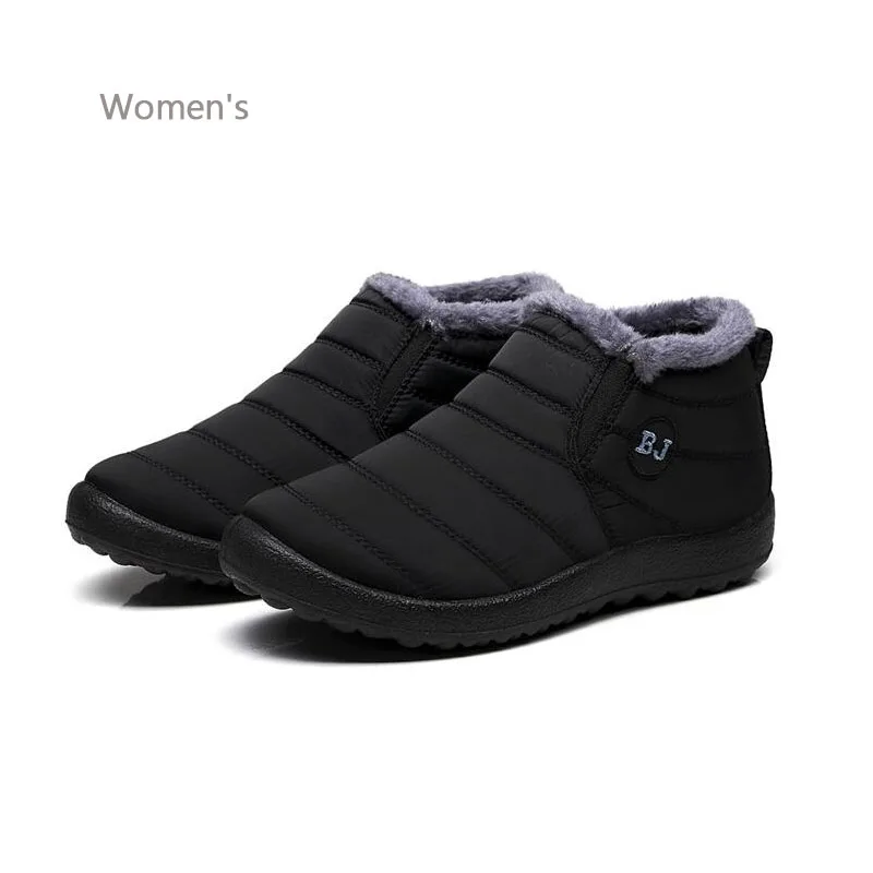 New exhibition Women Boots Winter Plush Inside Antiskid Bottom Keep Warm Waterproof Ankle Ski Boots Booties Women's Shoes 35-46 - Цвет: Women black