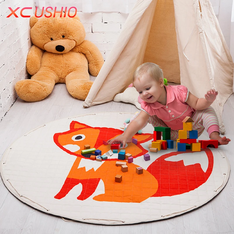 Portable Kids Toys Storage Bag Play Mat Toys Organizer Fashion Practical Storage Bags Foldable Drawstring Baby