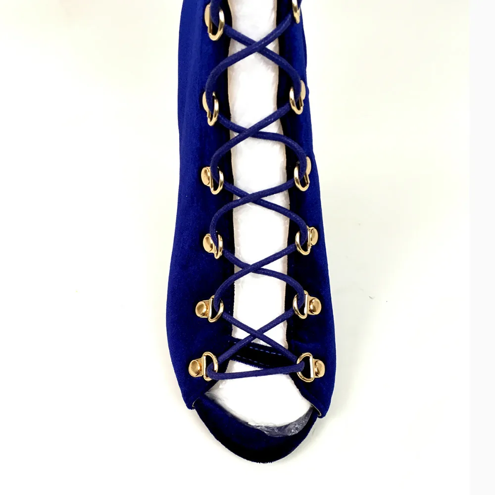 La Encima Toe Fiesta Alto Peep Las Oscuro Azul Blue Terciopelo Largo Por Lado Rodilla Aiyoway De Invierno beige Vestido Botas Tacón Mujeres Moda Dark nxtfxvY4