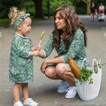 

2019 Family Matching Outfits Floral Dress Mother Daughter Dresses Ladies Dresses Kids Clothes Mom Daughter Family Clothing E15
