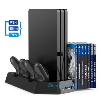 

PS4/Slim/Pro Vertical Stand Play Station 4 Cooling Fan Cooler Dual Gamepad Charger Charging Dock Station for Playstation 4 Games