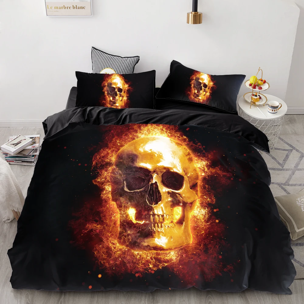 luxury Bedding Sets 3D Custom,Duvet Cover Set Queen/King,Quilt/Blanket Cover Set,3 PCS Bed se,dark pirate skull bed linen - Цвет: 09