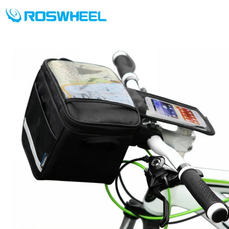 

ROSWHEEL Outdoor Sports Front Bicycle Bags Bike Cycling Navigation Frame Tube Handlebar Bag Touch Case For Less 5.5-inch Phone