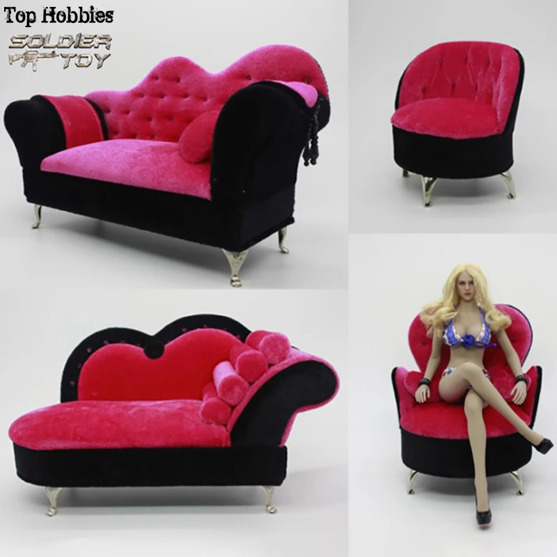 

1/6 Scale 1:6 Scene Accessories Sofa Couch Chair Furniture Model Chaise Lounge Recliner Flannel Sponge F 12"Female Body Figure