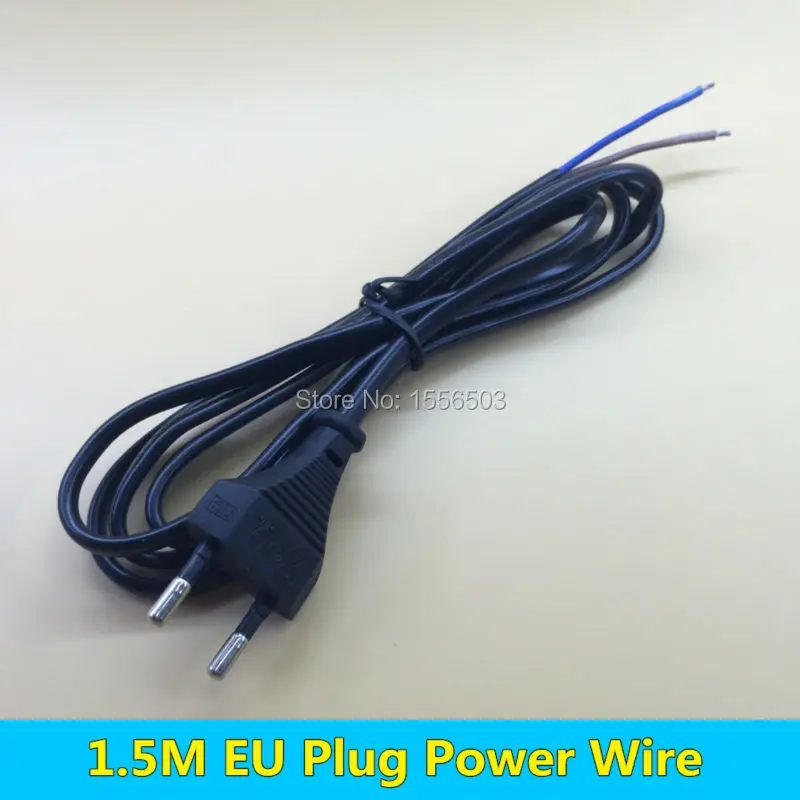 

1.5M EU Plug Power Cord AC DC Wire Black Power Supply Extension Cable PVC 2X0.75mm for LED Lighting Electronics Extend Wire
