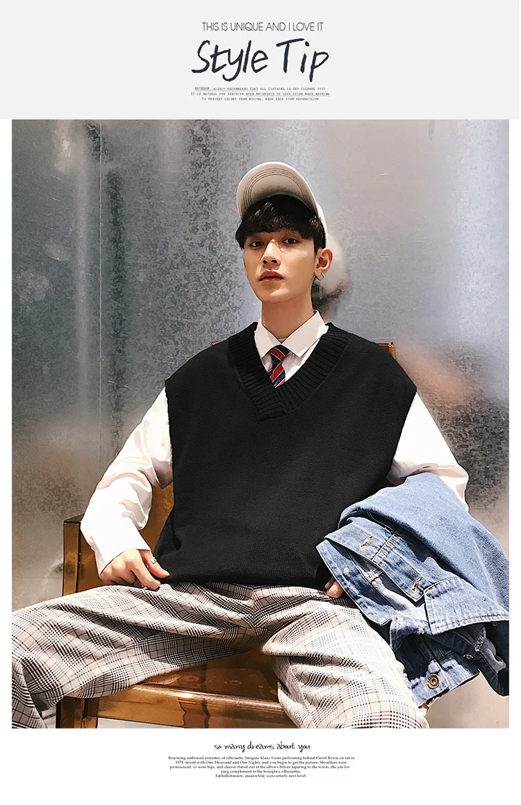 2019 новые летние список Корейская версия пара мужской свободные хип-хоп хлопок свитер жилет без рукавов M-XL Размеры Для мужчин скидка