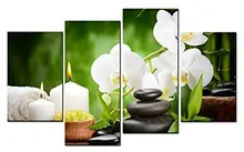 4 Panels Framed Stone flowers Print poster canvas Wall Art orchids Decoration art oil painting Modular