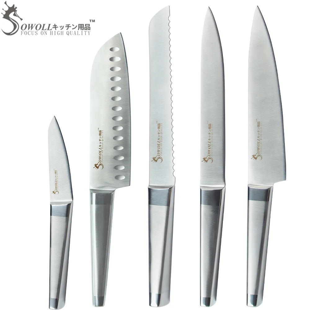 SOWOLL 5 PCS Set Cooking Tools Stainless Steel Blade Kitchen Knife Best