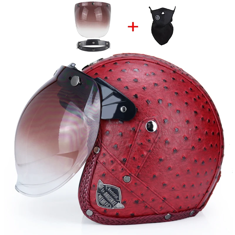 Кожа PU casco moto Винтаж moto rcycle шлем с открытым лицом камуфляж capacetes de moto ciclista vespa кафе гонщик - Цвет: a7