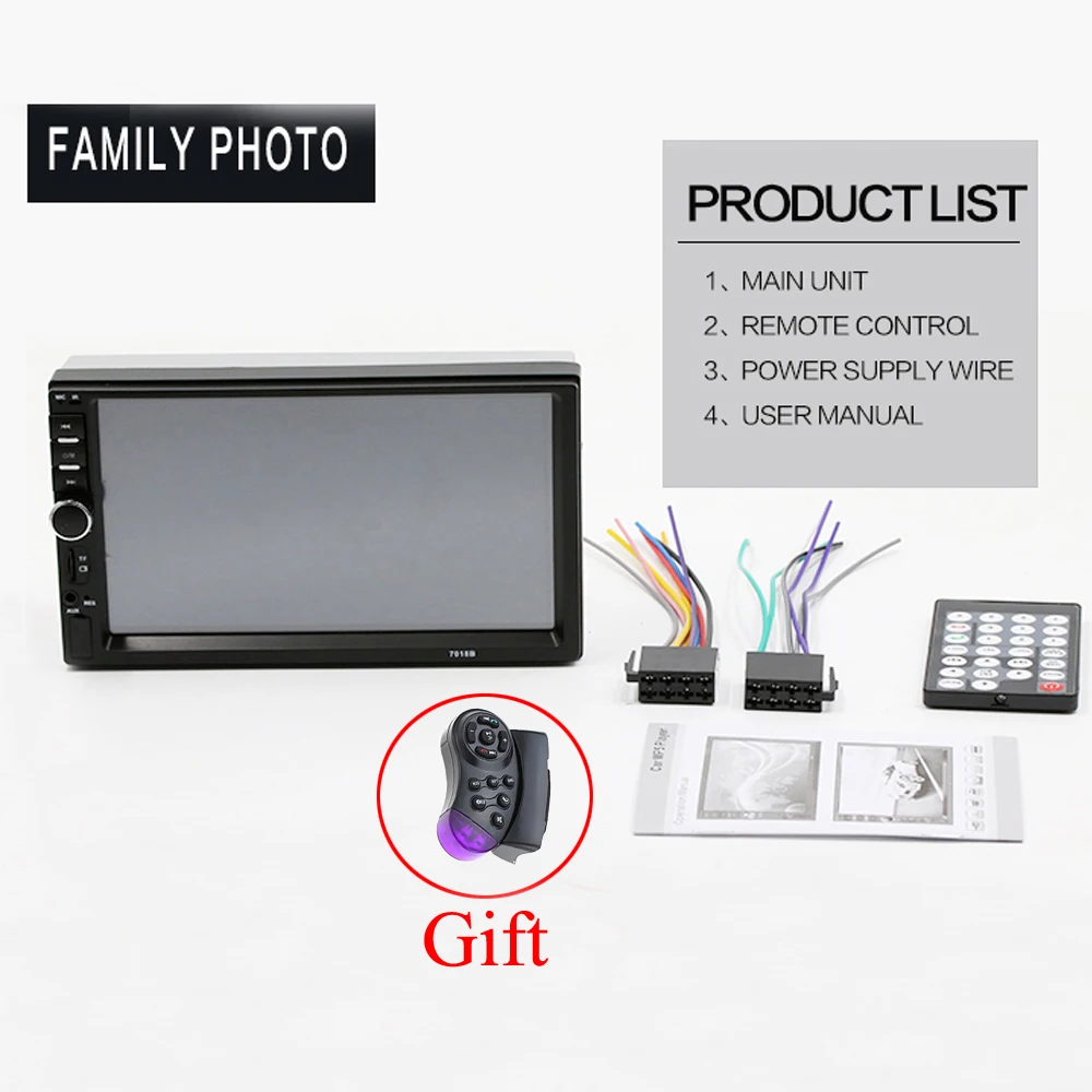 Podofo 2 Din coche Radio Bluetooth 2din coche Multimedia Player 7