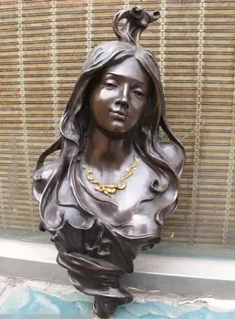 

Western Pure Bronze Copper beautiful belle woman Wall hanging Art sculptur