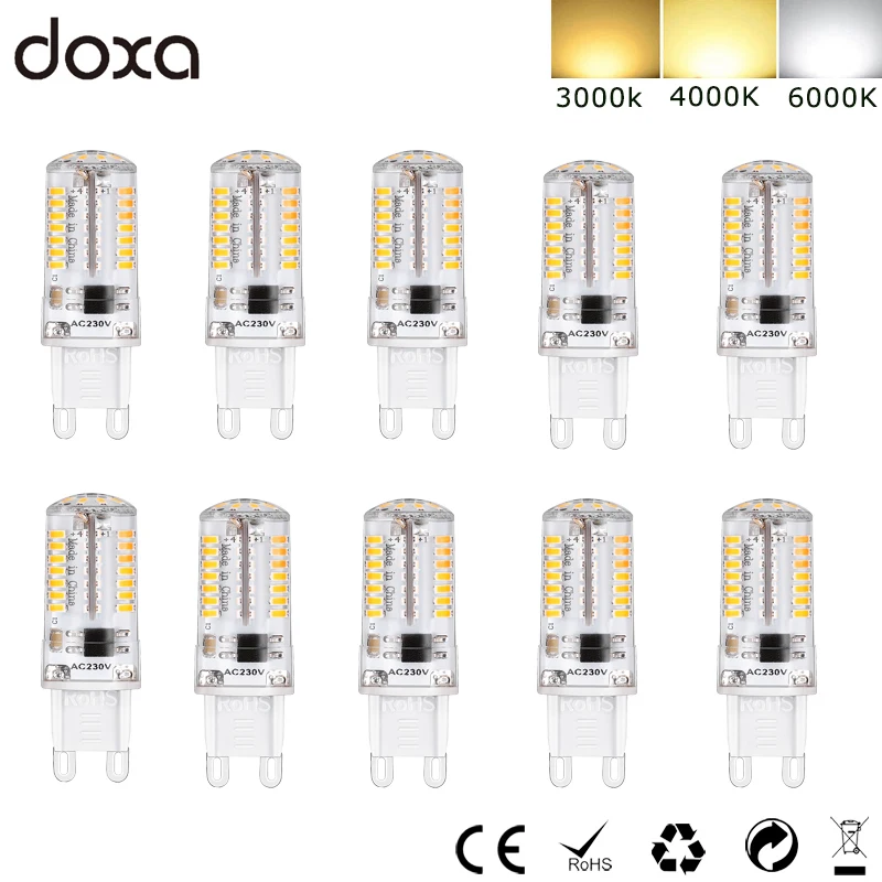 10 шт. светодиодный светильник G9 220 В 230 3 Вт с регулируемой яркостью 3014 SMD 66 сменный