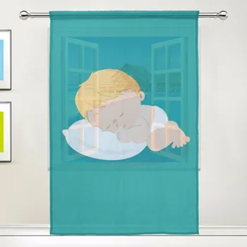 

Window Sheer Curtain Panels 55x78/55x84 Inch,Anime Cartoon Cute Sleeping Baby Boys For Kids,Polyester Door Curtain Voile Sheers