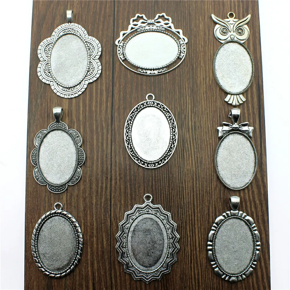 

5pcs Fit 25x35mm Oval Cabochon Antique Silver Color Cabochon Base Setting Collection DIY Jewelry Making FM4014