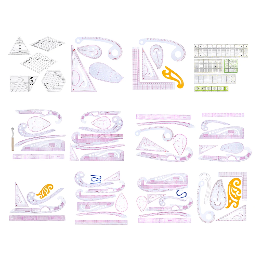 9Pcs Multi Styles French Curve Ruler Set for Dressmakers Clothing Sewing Pattern Making