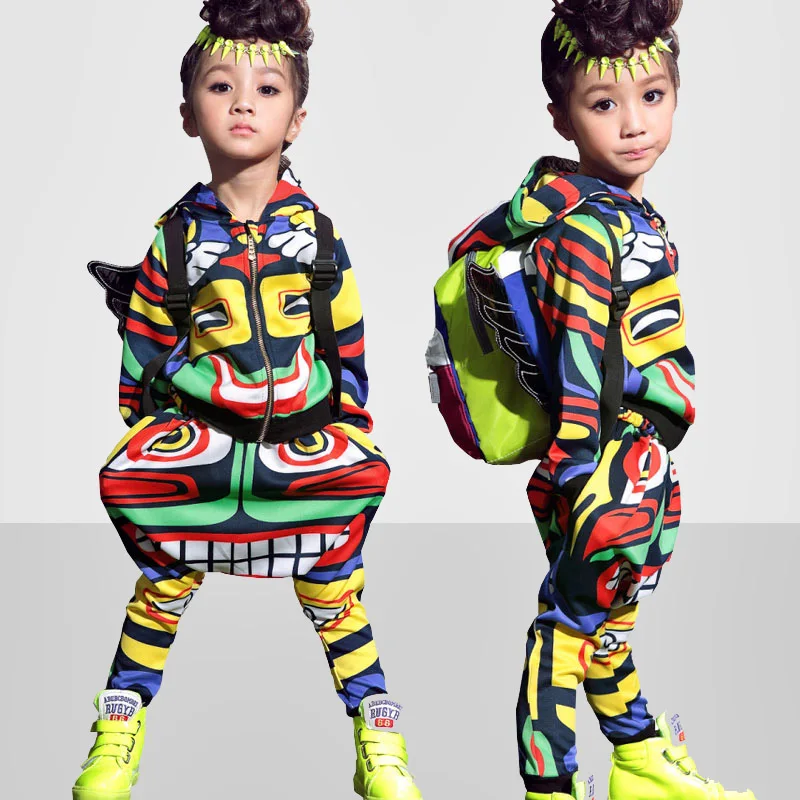 

Adult Kids Maya clothing set dance Unisex Costumes Jamaica Totem kids Hip Hop harem pants & sweatshirt suits Active twinset
