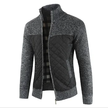 

Helisopus New Men's Jacket Winter Thick Warm Sweaters Men Long Sleeve Zipper Patchwork Color Outerwear Casual Cardigan Coat